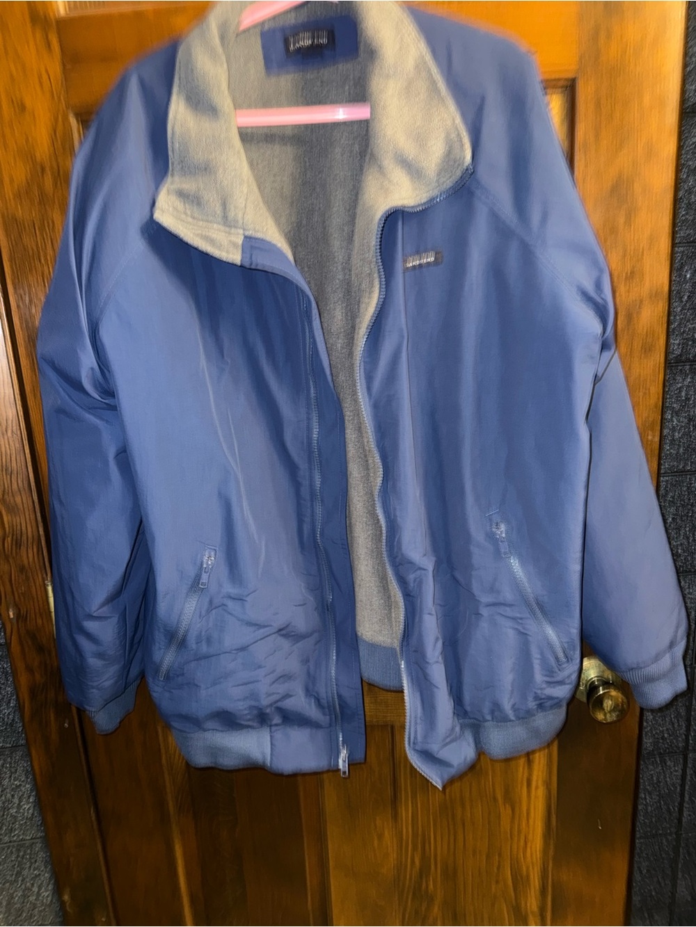 Lands' End' Blue Jacket with Gray Fleece Lining